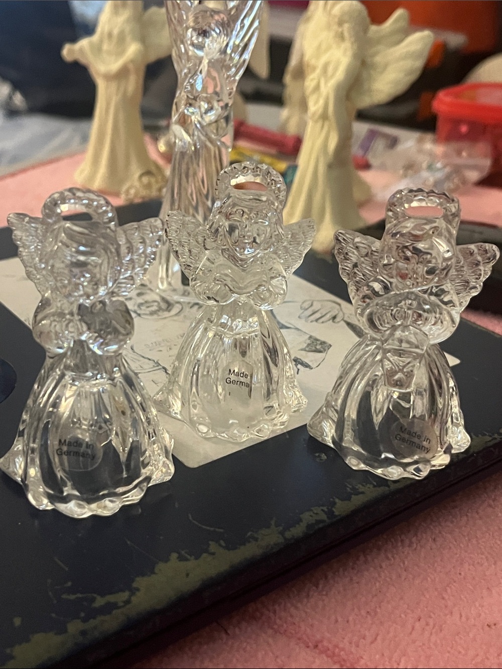 Gorham Clear Crystal Angel Figurines (set of 3)